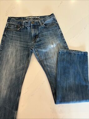 Bluenotes Men's Blue Distressed Bootcut Denim Jeans Size 32